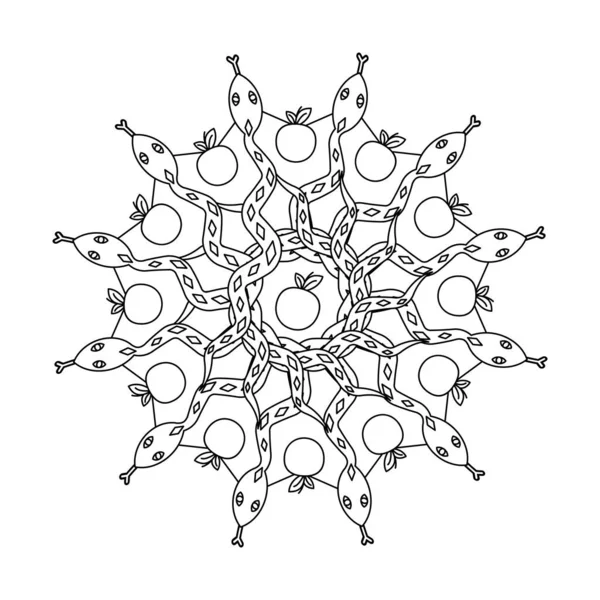 Appel van disharmonische cirkel vector mandala kleurboek — Stockvector