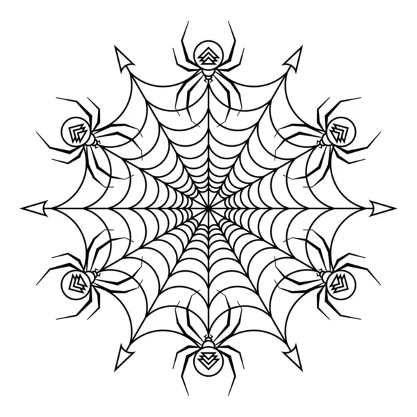 Spider mascot circle vector mandala coloring book — Stock Vector