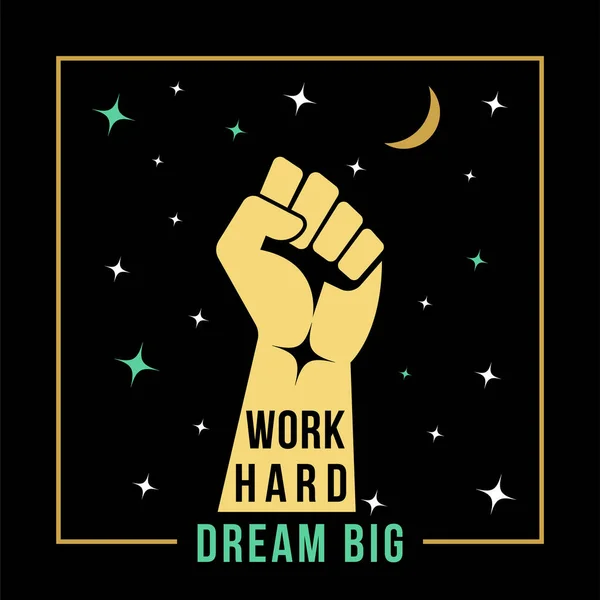 Geef nooit concept vector illustratie op. Hard werken, Dream Big.. Stockillustratie