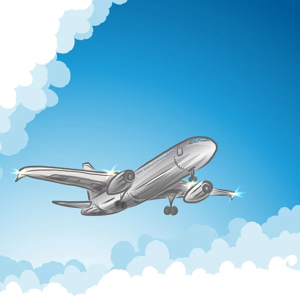 Passagierflugzeug am Himmel — Stockvektor