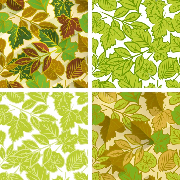 Spring leaves seamless pattern set — Stock Vector