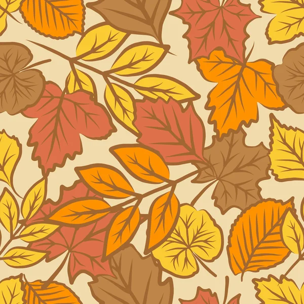 Autumn leaves seamless pattern — Stock Vector