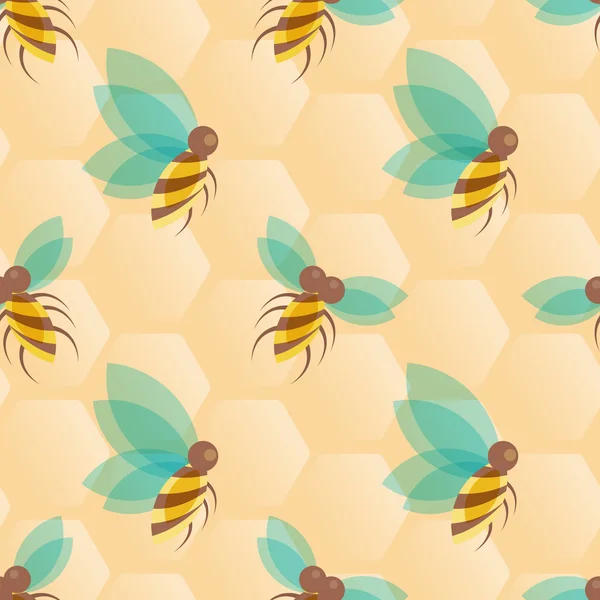 Abejas patrón sin costura — Vector de stock