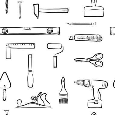 Marangozluk doodle simgeler seamless modeli