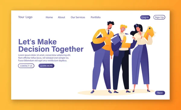 Concept Page Renvoi Modèle Site Web Avec Les Employés Bureau — Image vectorielle