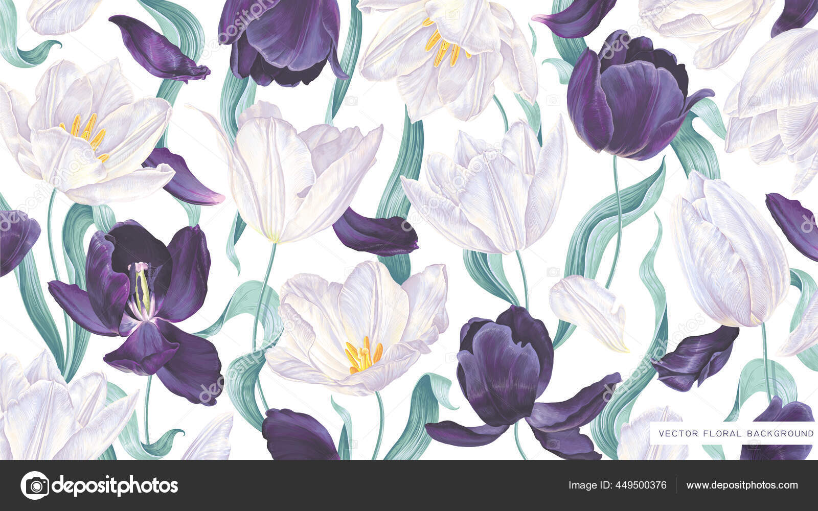 Fondo Pantalla Con Tulipanes Vectoriales Realistas Para Escritorio  Computadoras Computadoras Vector de stock #449500376 de ©MPetrovskaya, image size:1600x1000