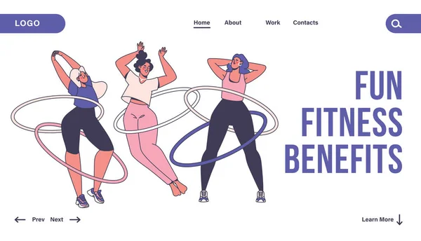 Conceito Treinamento Divertido Fitness Aeróbica Com Ginástica Ilustração Vetorial Com —  Vetores de Stock