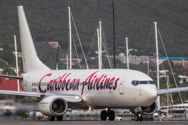 Boeing 737 Caribbean Airlines on Saint Martin Airport clipart
