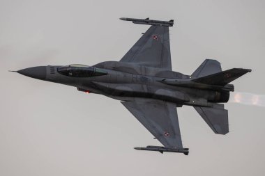 Leszno, Polonya - 18.06.2021 F-16 Polonya Hava Kuvvetleri 18.06.2021 Polonya
