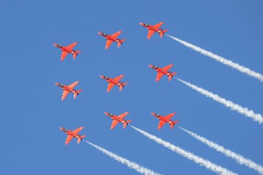 Gdynia, Polonya - 21.08.2021 Red Arrows Kraliyet Hava Kuvvetleri 21.08.2021, Gdynia, Polonya