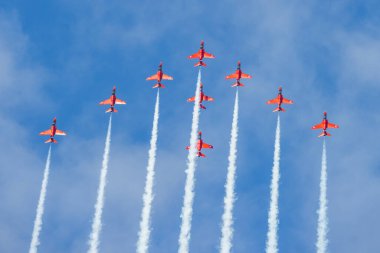 Gdynia, Polonya - 21.08.2021 Red Arrows Kraliyet Hava Kuvvetleri 21.08.2021, Gdynia, Polonya