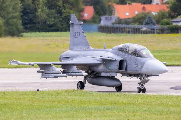 Gdynia Poland 2021 Jas Gripen Sweden Air Force 2021 Гдині — стокове фото