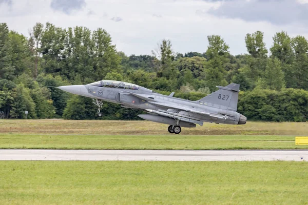 Gdynia Polonia 2021 Jas Gripen Fuerza Aérea Suecia 2021 Gdynia — Foto de Stock