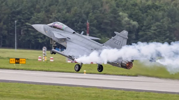 Gdynia Polonia 2021 Jas Gripen Fuerza Aérea Suecia 2021 Gdynia — Foto de Stock