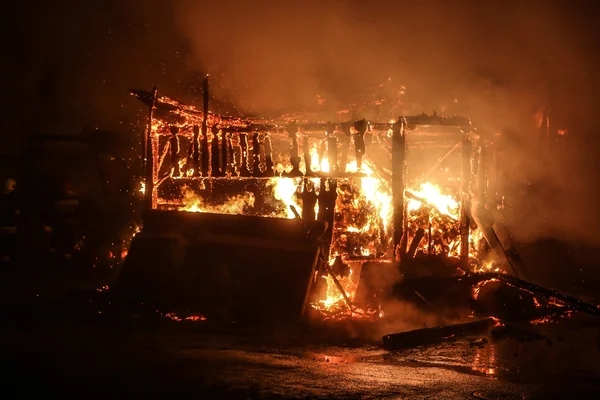 Požár stodoly — Stock fotografie