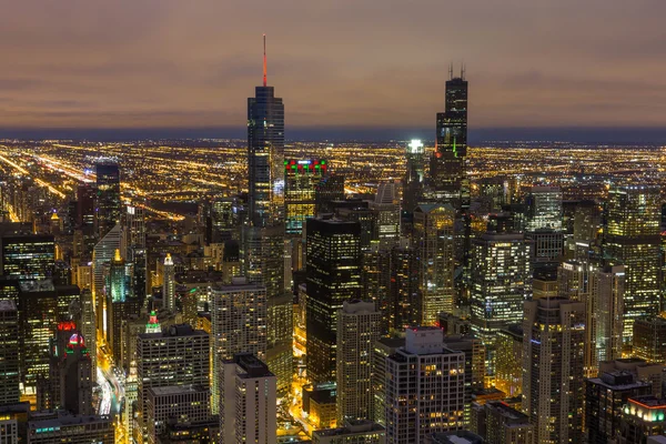 Natt i Chicago Downtown — Stockfoto