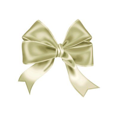 Dekoratif açık sarı kurdele beyaz arkaplanda izole edilmiş..