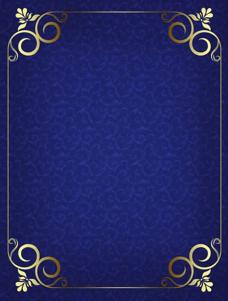 Gold Border Frame Blue Pattern Background — Stock Photo, Image