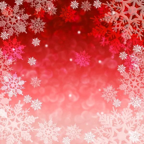 Natal fundo vermelho com flocos de neve. —  Vetores de Stock