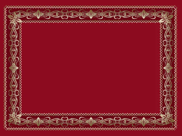 Fundo vermelho com ornamento de ouro . — Vetor de Stock