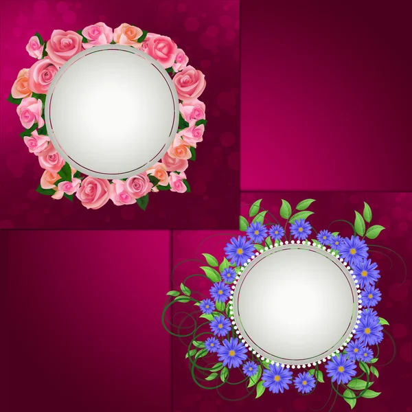 Design photo frames with flowers . — Stock Vector