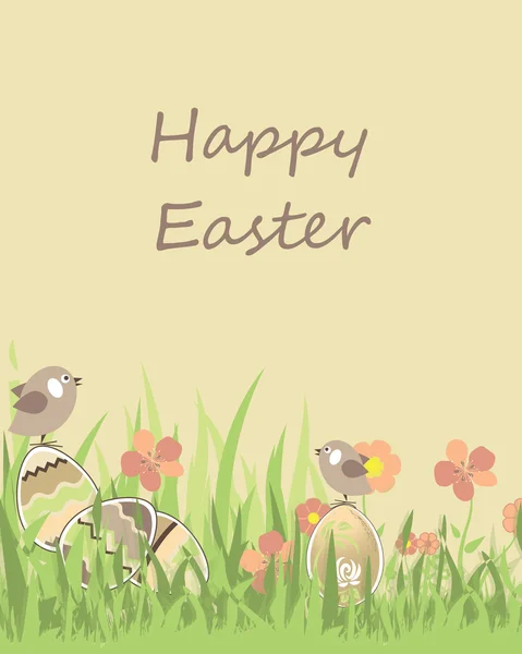 Happy Easter card with birds. — Stock Vector