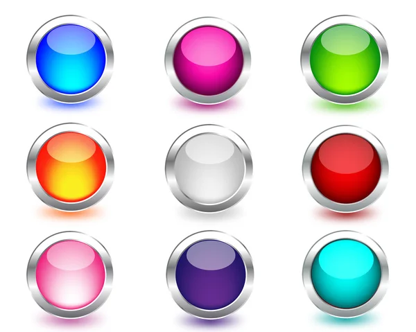 Web colored buttons round with reflection . — Stock Vector