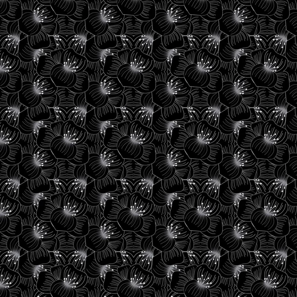 Beautiful seamless pattern with black and white flowers. — Stock Vector