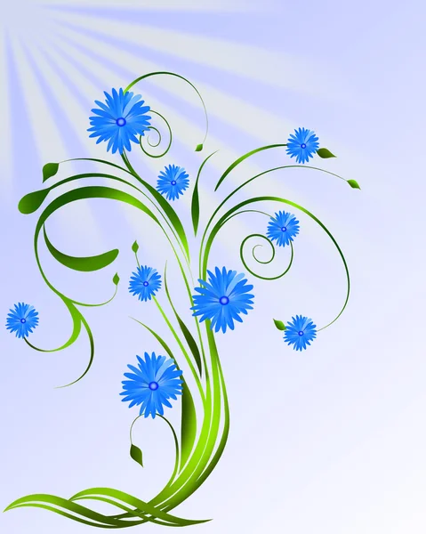 Rama con flores azules  . — Vector de stock