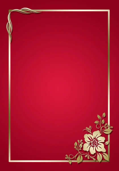 Red frame with floral patterns . — Stock Vector