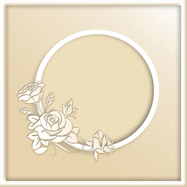 Frame with beige 3d flowers . — Stock Vector