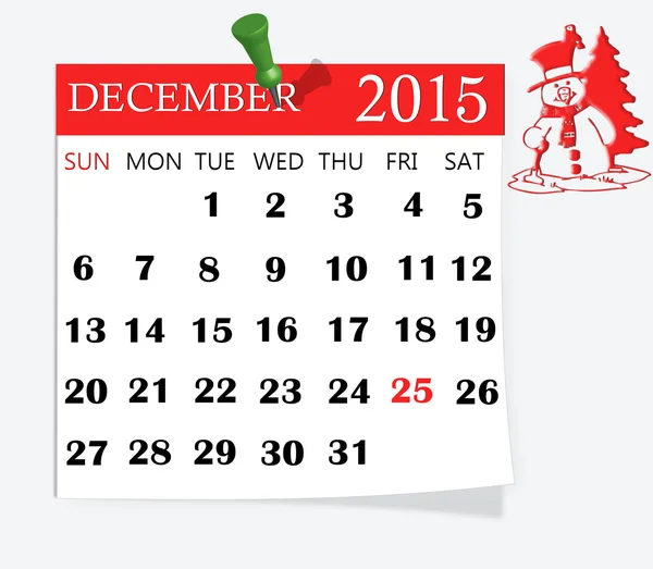 Calendar,december 2015. — Stock Vector