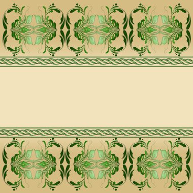 Bej renkli arka plan üzerinde yeşil dekorasyon.