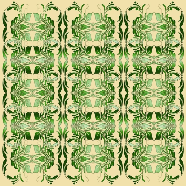 Green pattern on beige background. — Stock Vector