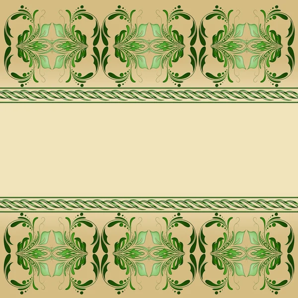Зеленый декор на бежевом фоне . — стоковый вектор
