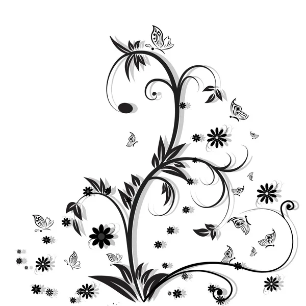 Simple swirls , florals and butterflies. — Stock Vector