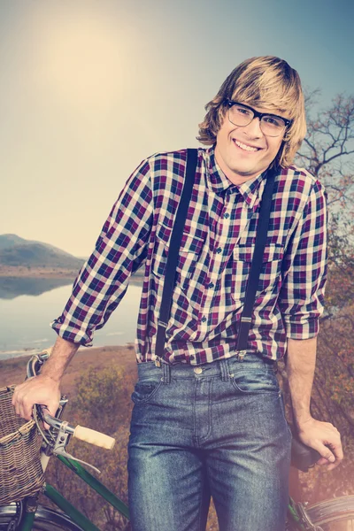 Smiling blond hipster — Stock Photo, Image