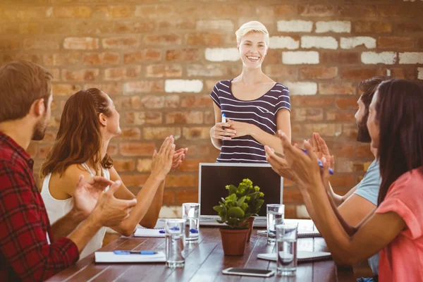 Colleagues clapping hands — Stock Photo, Image