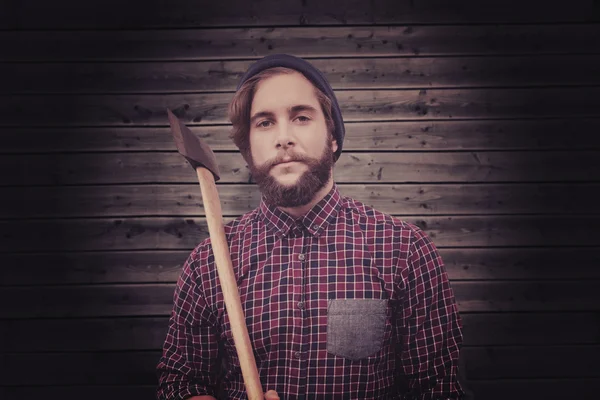 Hipster holding axe — Stock Photo, Image