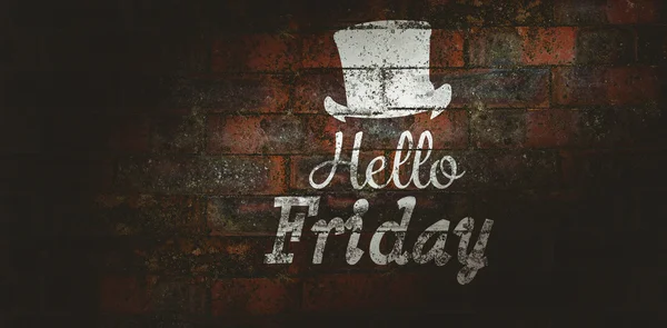 Hello friday word against bricks wall — Stock Photo, Image