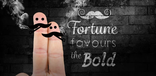Kompositbild von zwei Fingern mit Schnurrbart — Stockfoto