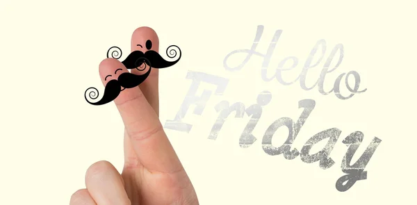 Composite image of fingers with mustache — Stock Photo, Image