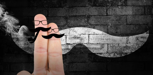 Sammansatt bild av fingrar med mustasch — Stockfoto