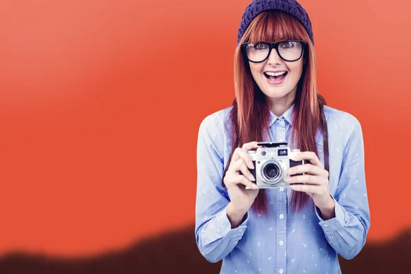 Hipster-Frau fotografiert — Stockfoto