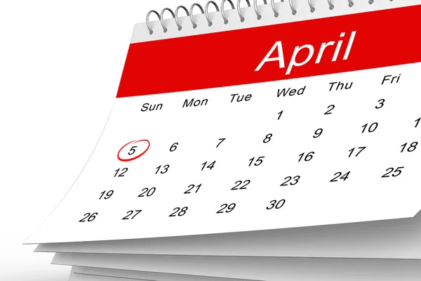 Április calendar Közelkép — Stock Fotó