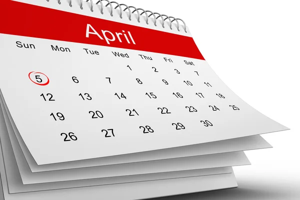Close up of April calendar — Stock Photo, Image