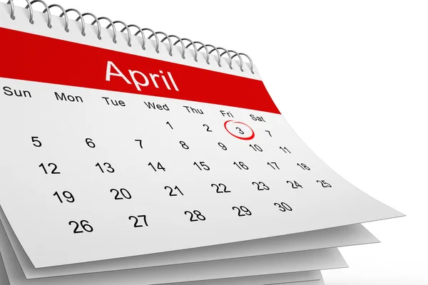 Április calendar Közelkép — Stock Fotó