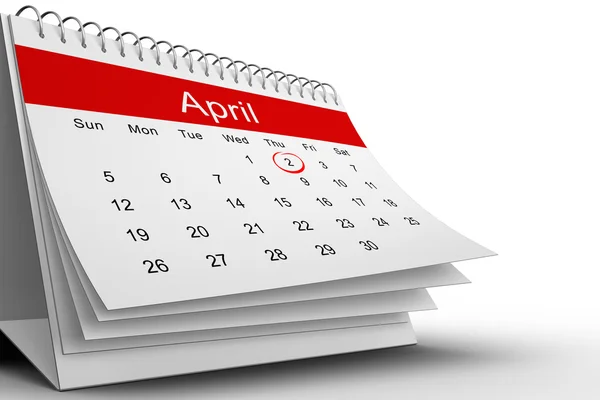 Close up of April calendar — Stock Photo, Image