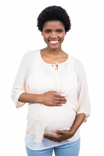 Pregnant woman touching her belly — Stock Photo, Image