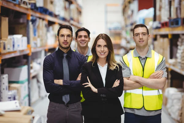 Portrait of warehouse manager and workers — Stock Photo, Image